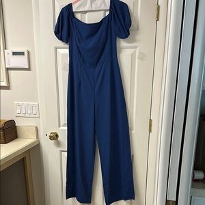 Lilly Pulitzer Blue Wide-Leg Jumpsuit with Draped Detail